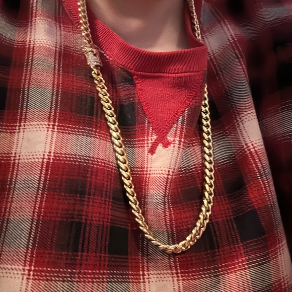 Stunning 14k solid gold big chain Cuban link with diamond clasp 💯 - Picture 10 of 17